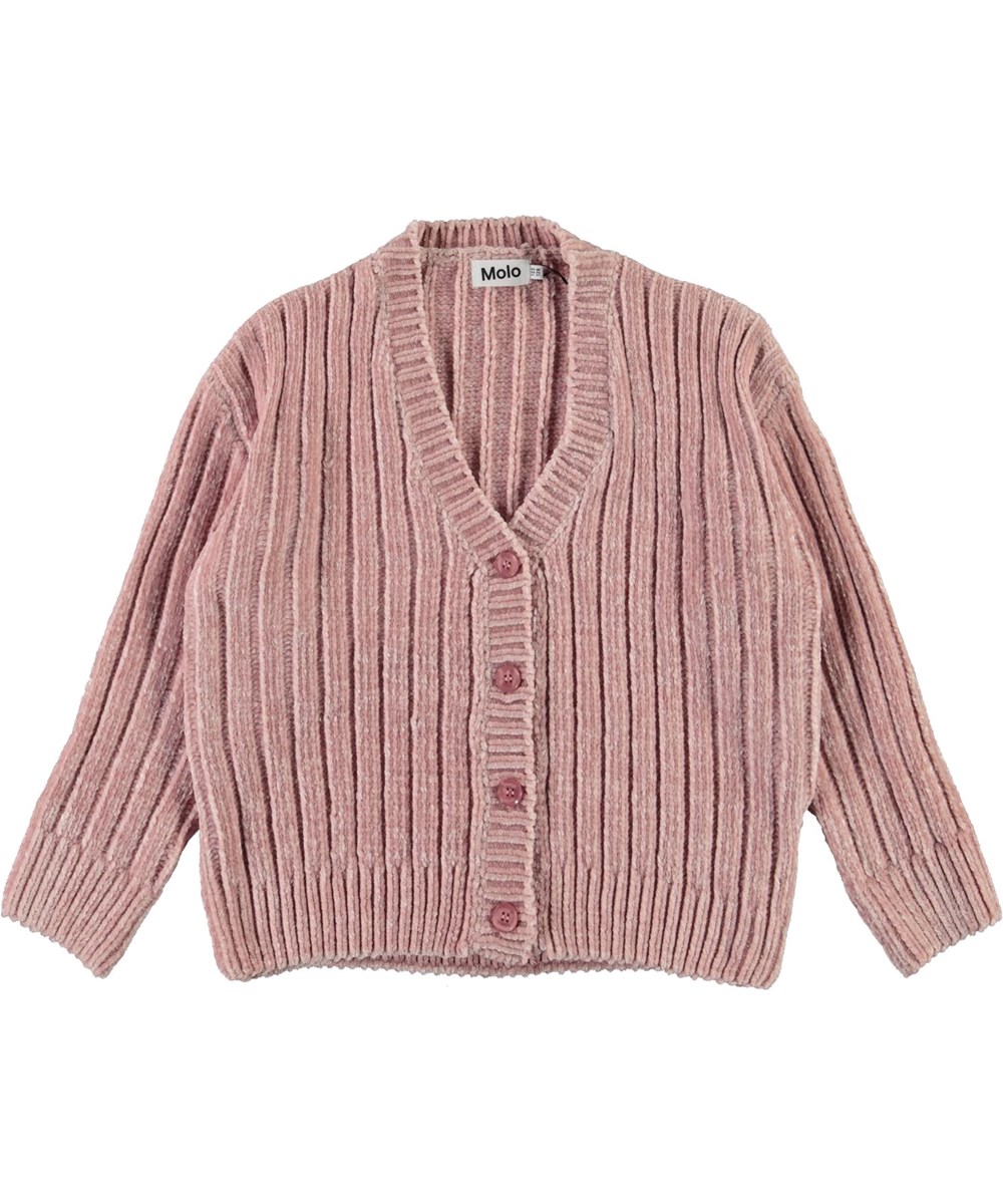 Gianna - Blue Pink - chenille strik cardigan i lyserød