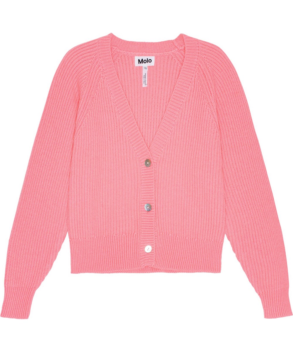 Gilberta - Flamingo Plume - Lys pink cardigan i strikket blødt bomuld