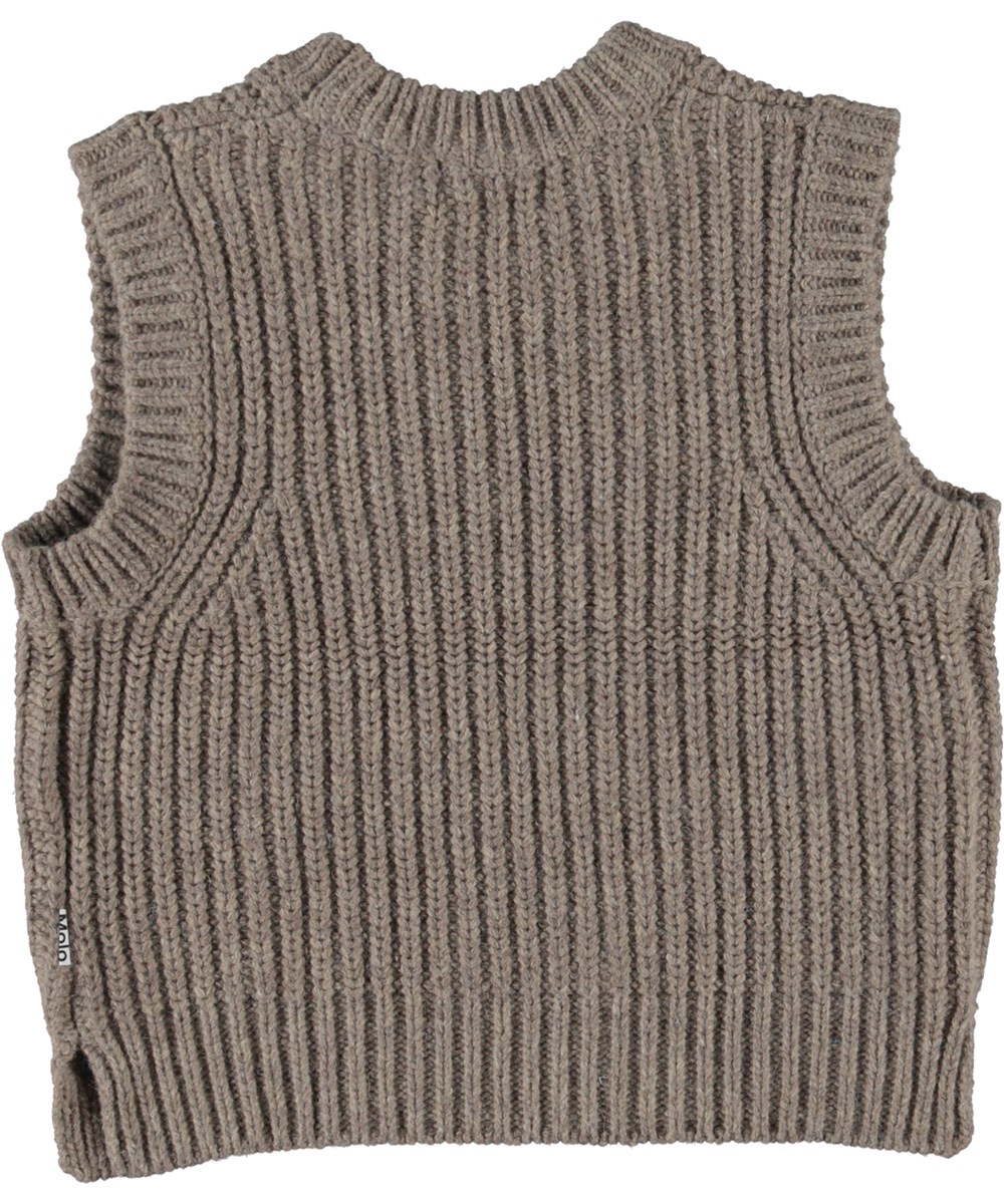 Gilberte - Moth Grey - Gråbrun chunky strikvest