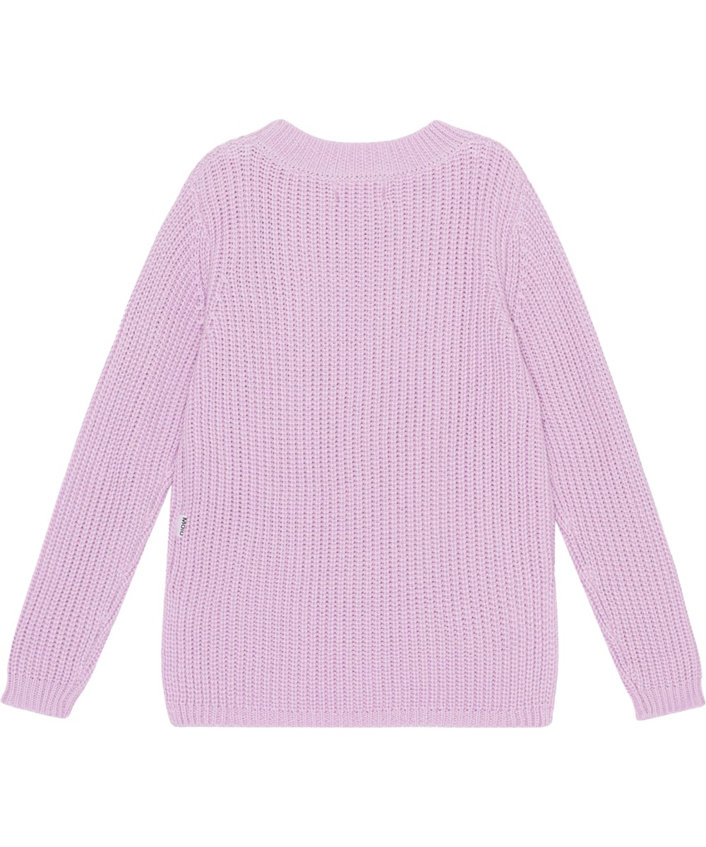 Gillis - Alpine Glow - Pastel lilla langærmet striktrøje i blød økologisk bomuld