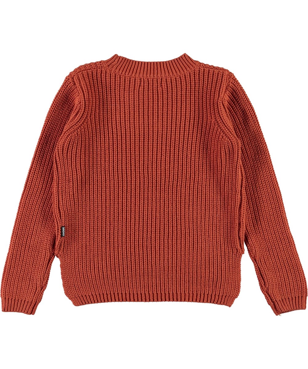 Gillis - Burnt Brick - Økologisk brun bomulds strik bluse