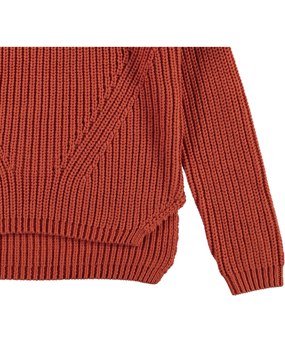 Gillis - Burnt Brick - Økologisk brun bomulds strik bluse