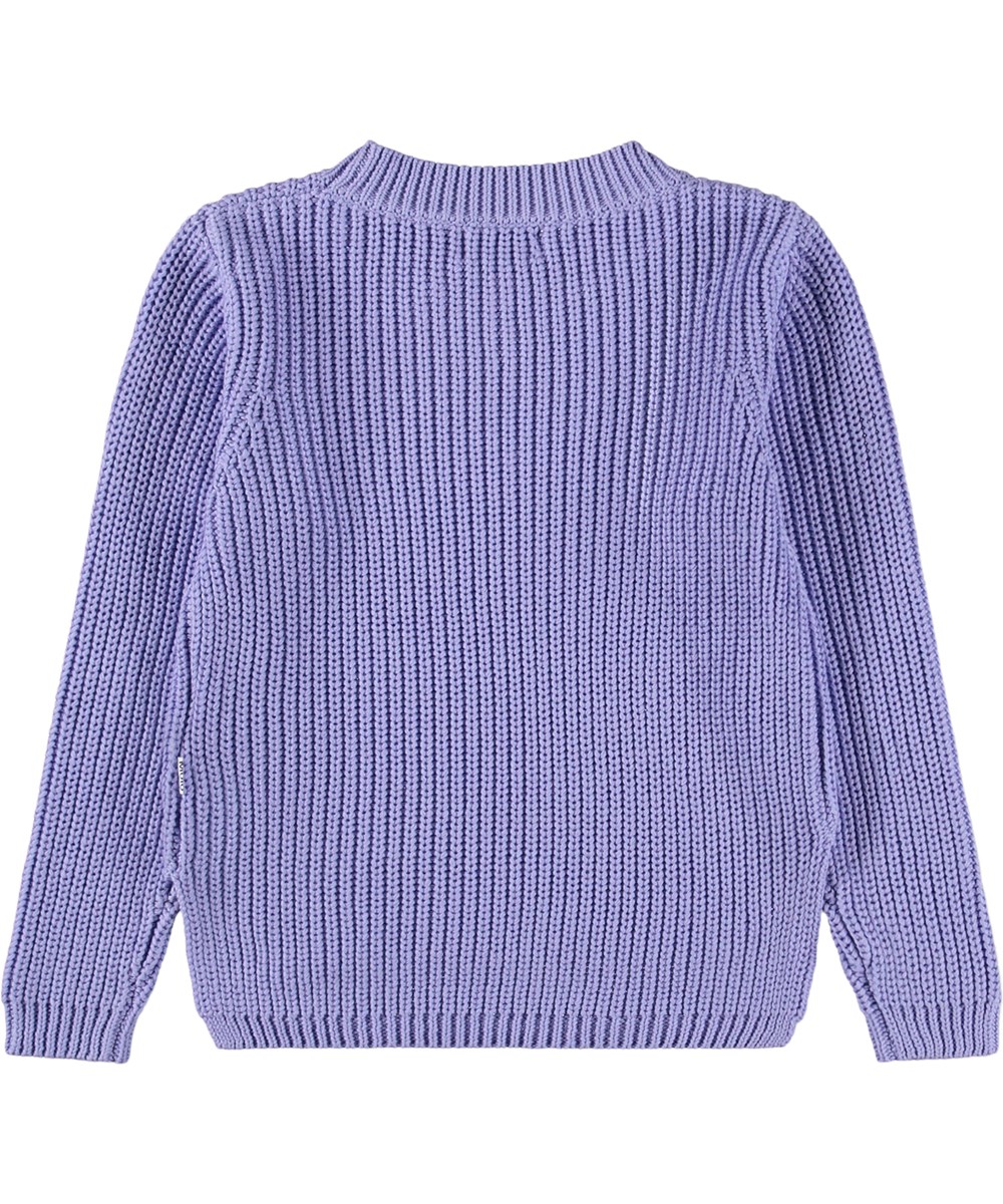 Gillis - Cool Lilac - Lilla striktrøje i økologisk bomuld til børn