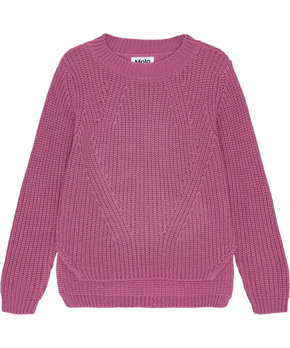 Gillis - Dark Rose - Gammel rosa langærmet striktrøje i blødt økologisk bomuld