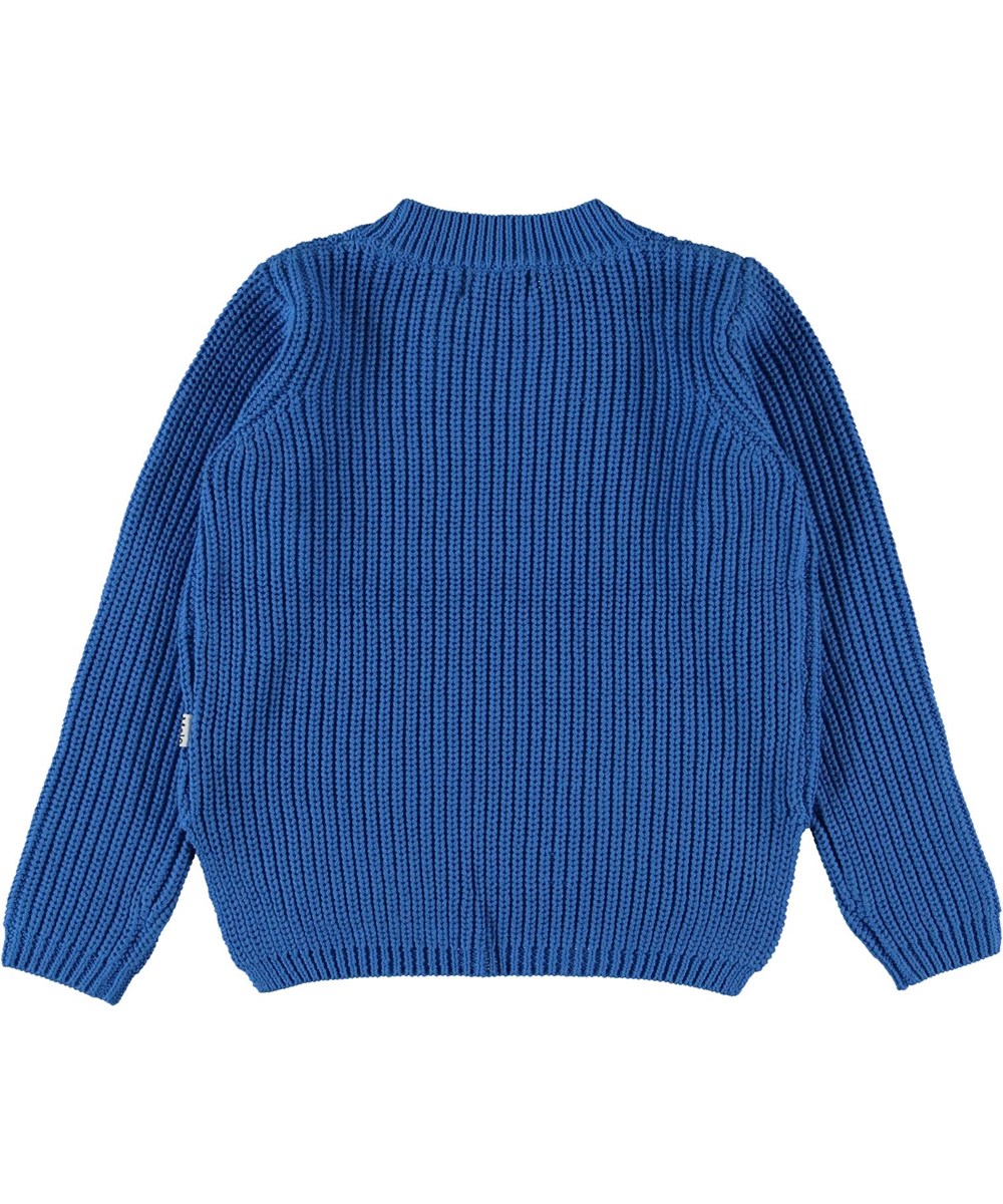 Gillis - French Blue - Blå bomulds strikbluse