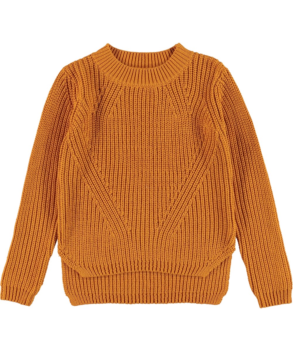 Gillis - Old Gold - orange bomulds strikbluse