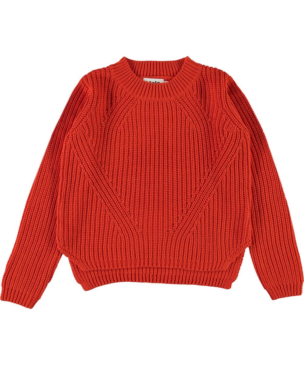 Gillis - Rising Sun - Orange rød bomulds strik bluse