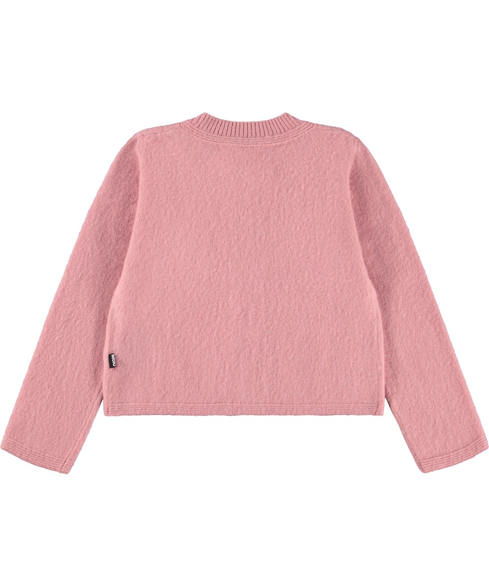 Giovanna - Blush - Blød rosa cardigan i let børstet uld til børn.