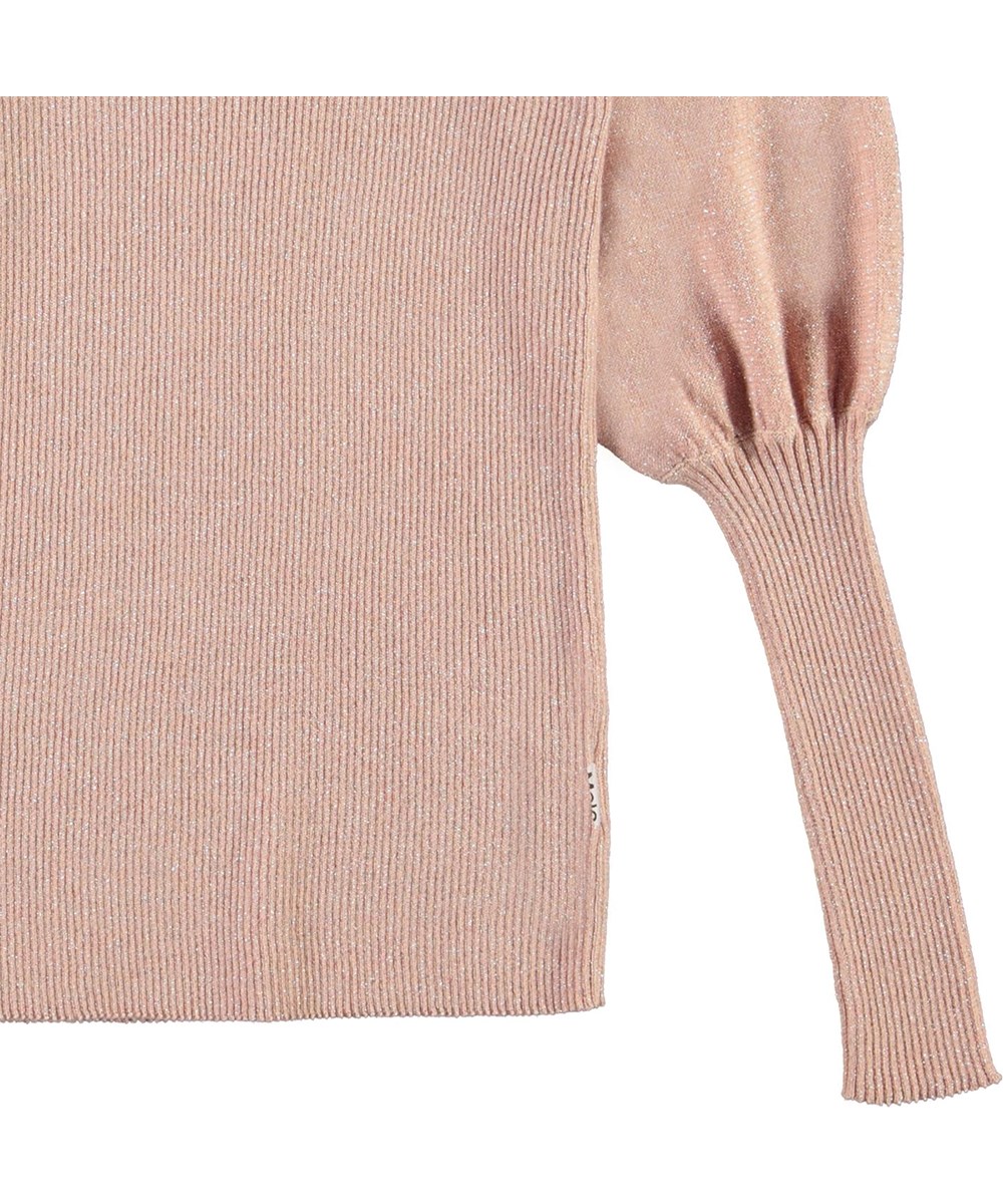 Glenda - Cameo Rose - Glimmer strikbluse rosa med pufærmer