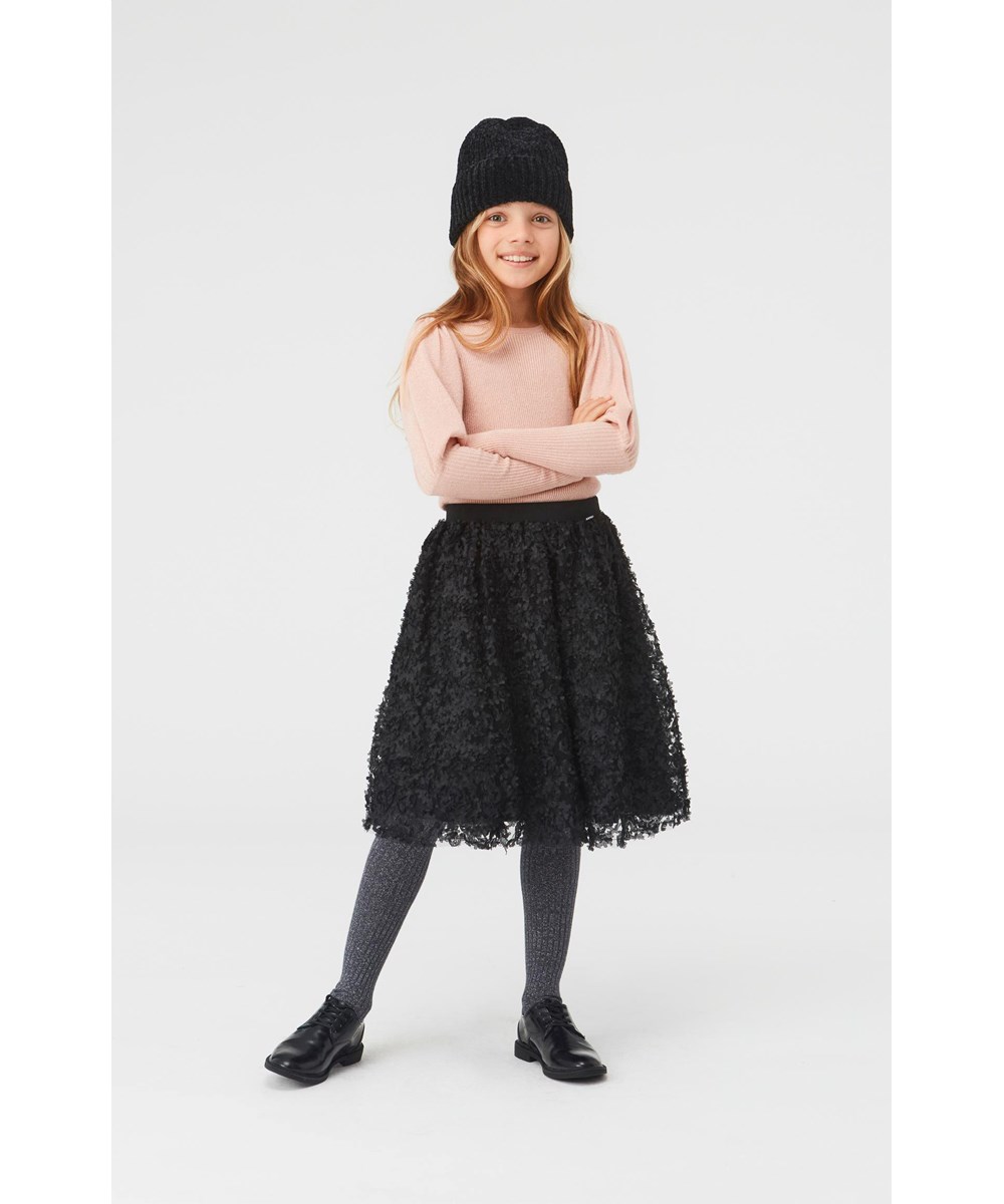 Glenda - Cameo Rose - Glimmer strikbluse rosa med pufærmer