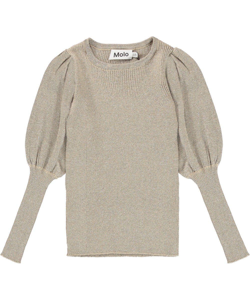 Glenda - Starlight - lysegrå bluse med puf ærmer