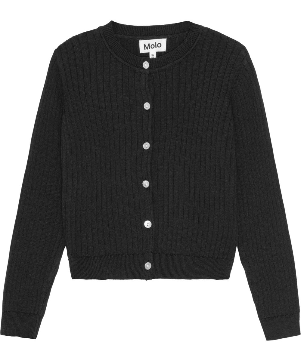 Gloria - Black - Sort økologisk strikcardigan
