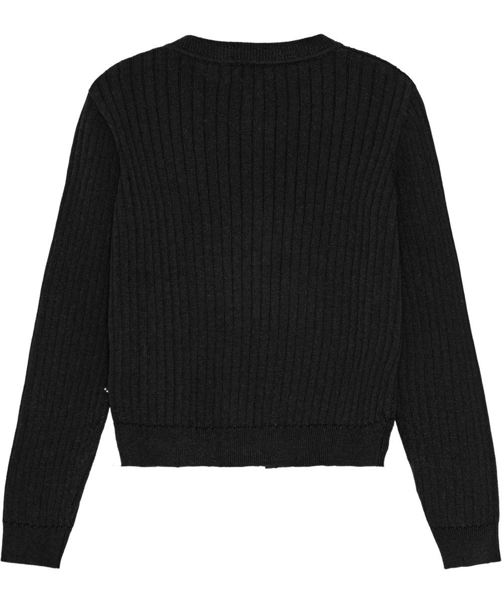 Gloria - Black - Sort økologisk strikcardigan