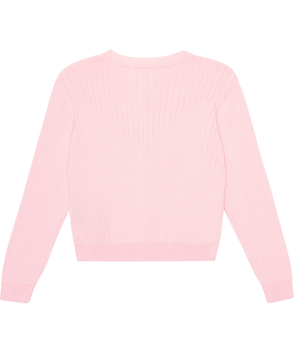 Gloria - Candy Floss - Lyserød cardigan i finstrikket blødt økologisk bomuld