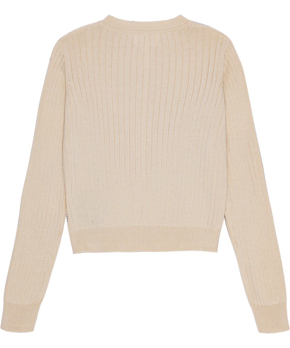 Gloria - Whisper Pink - Pudderfarvet cardigan i blød økologisk bomuld med perlemors knapper