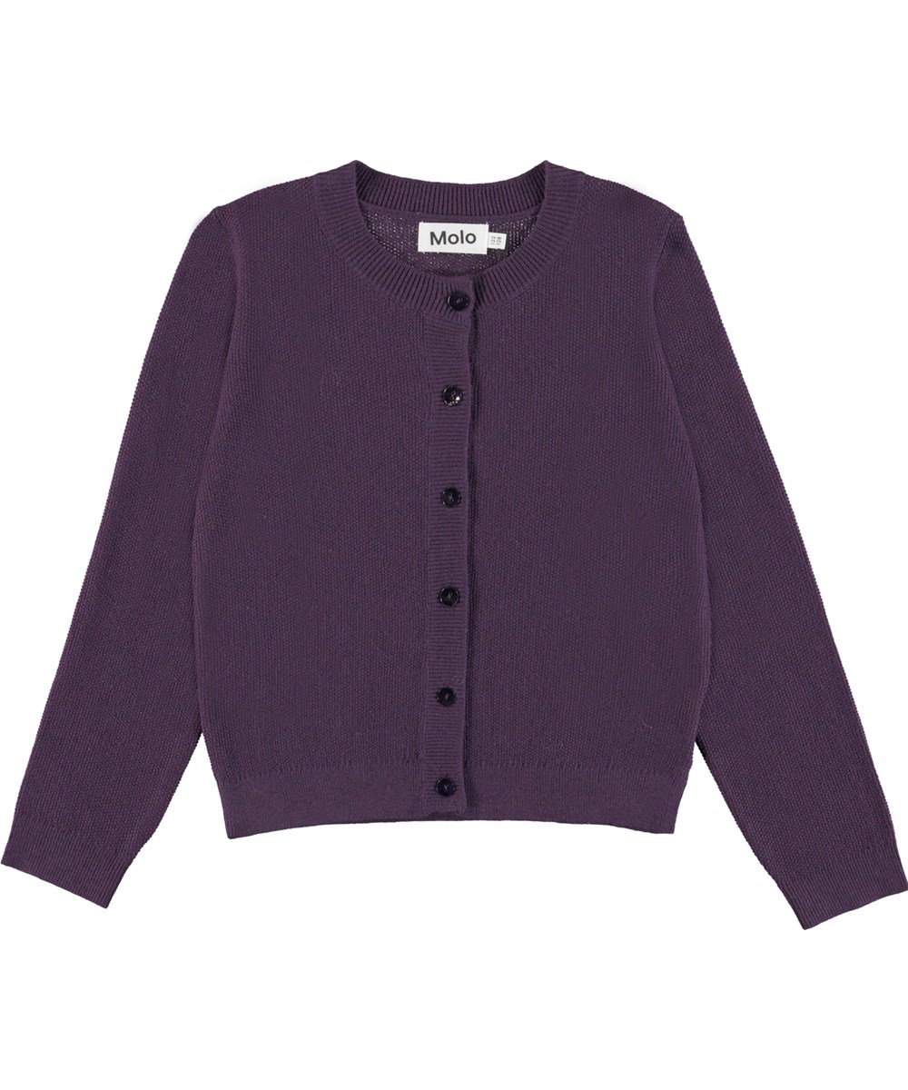 Grace - Night Purple - mørkelilla bomulds cardigan