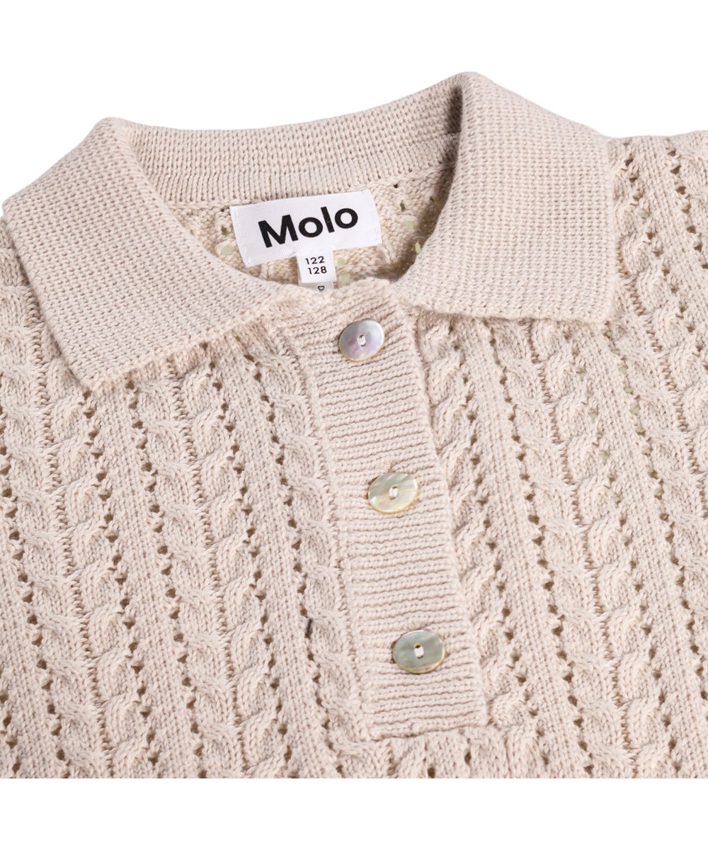 Gretel - Soft Powder - Beige hæklet t-shirt økologisk bomuld i bomuld