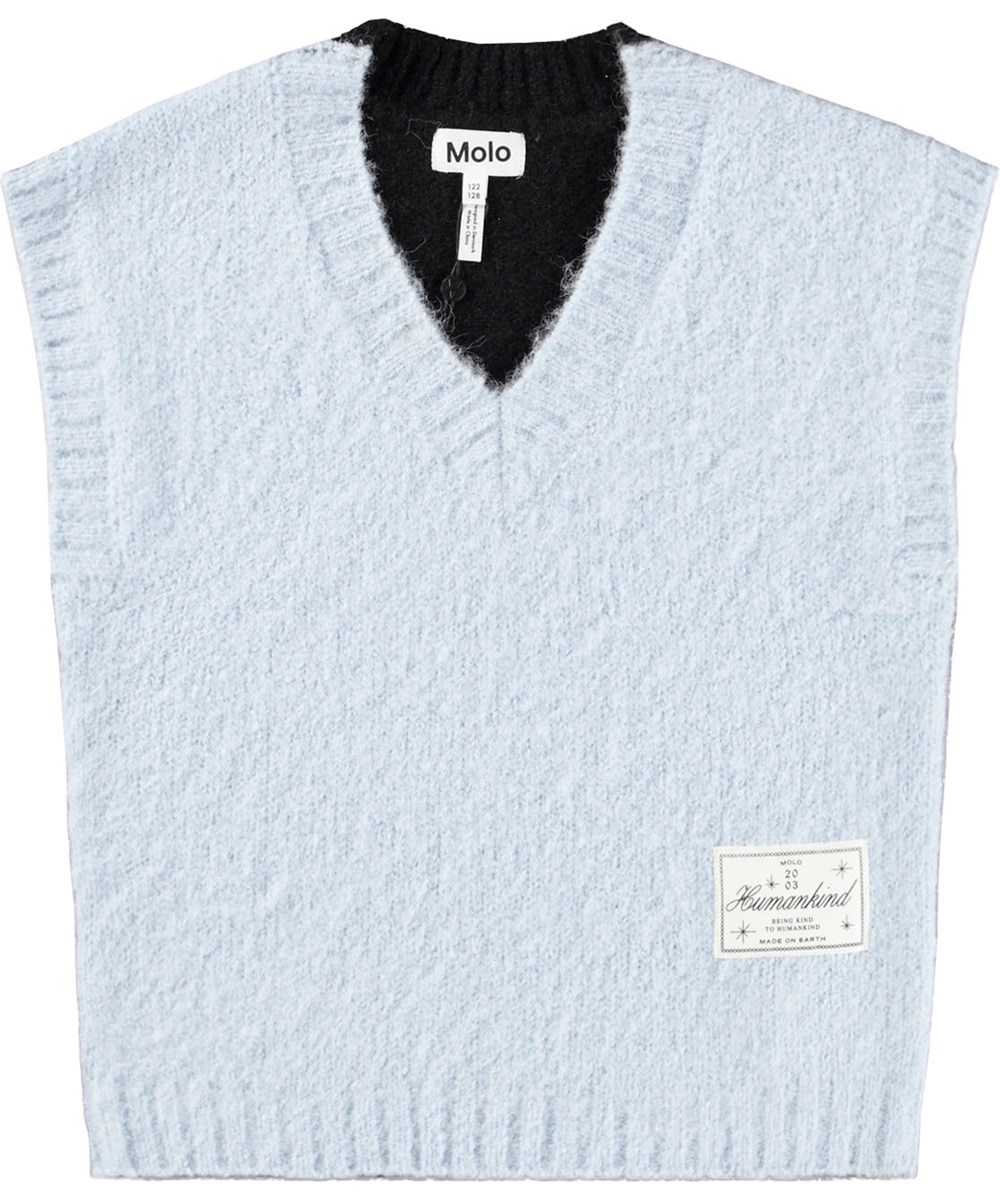 Gunilla - Black Moon - Oversize og fluffy vest i uldblanding til børn. 