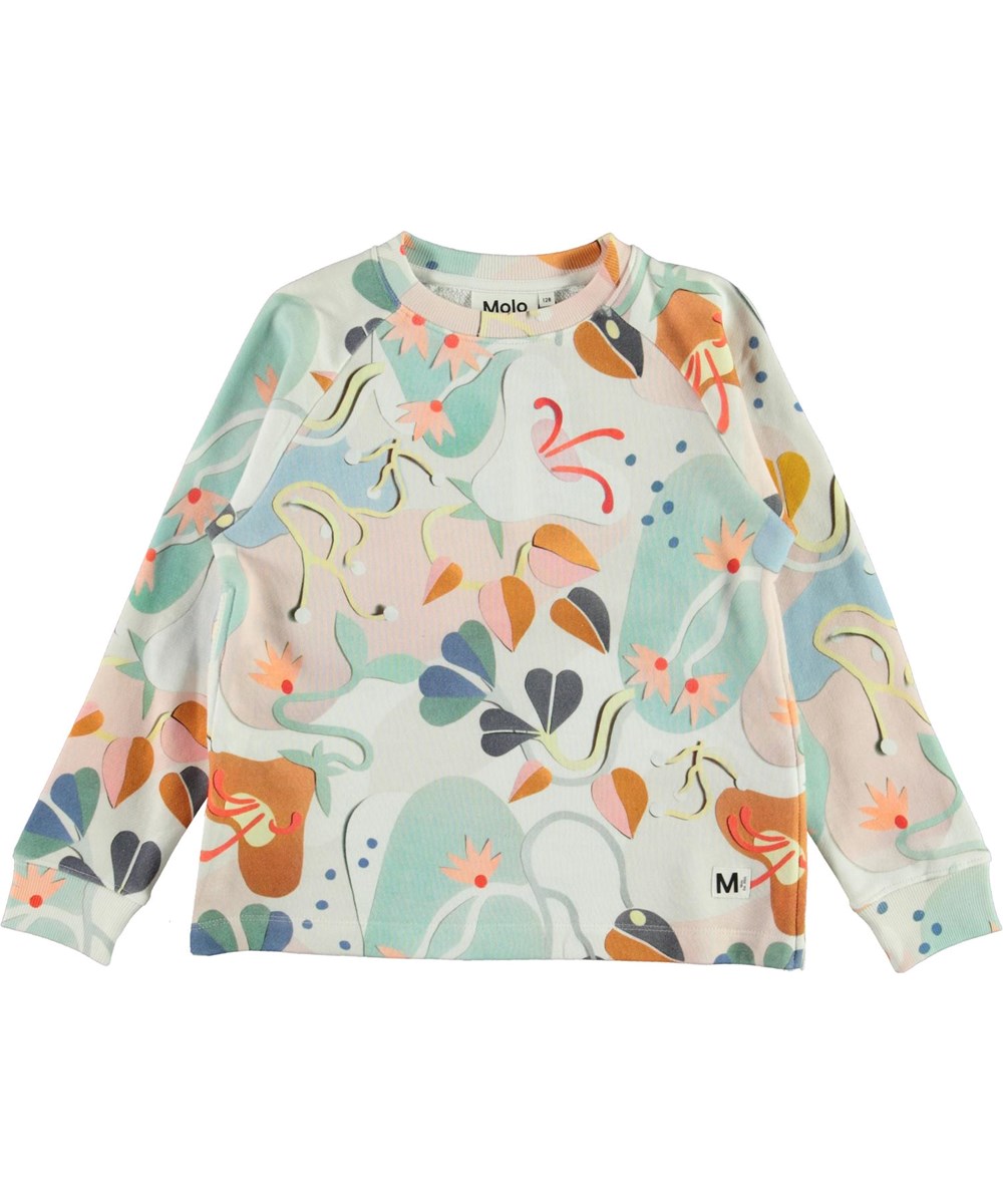 Maddie - Papercut Sweat - sweatshirt med pastelfarvet print