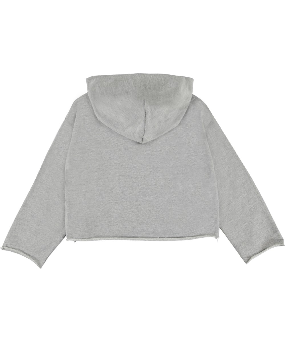 Maddy - Grey Melange - Cropped hættetrøje i grå