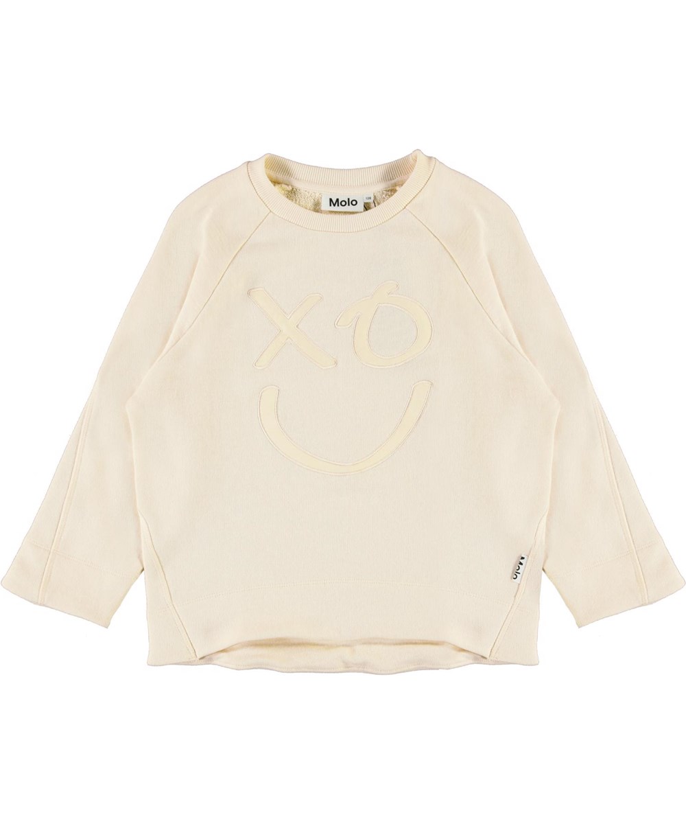 Maggie - Banana Crepe - Lysegul sweatshirt med smiley