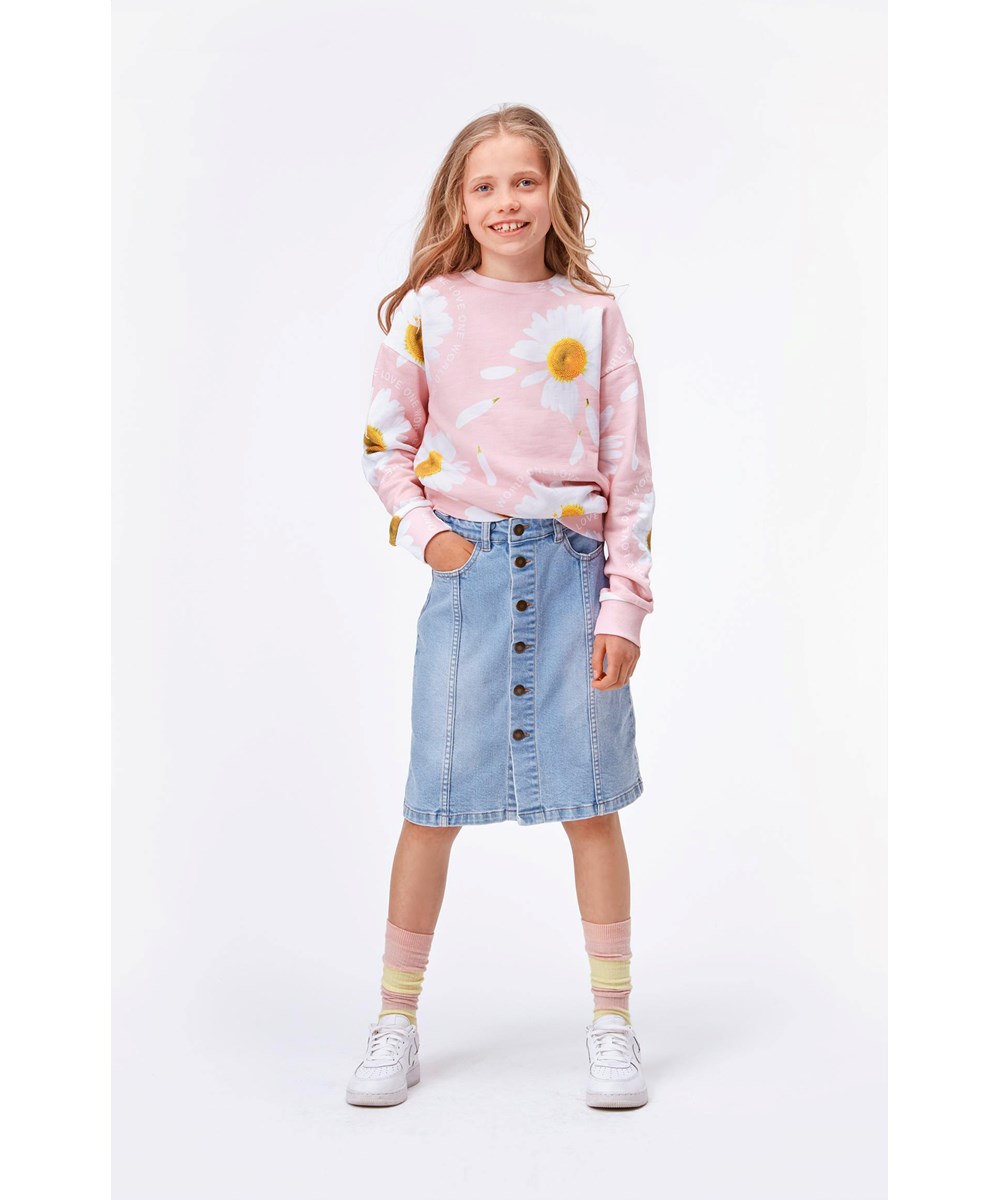 Manon - Giant Daisy - Lyserød sweatshirt med magueritter