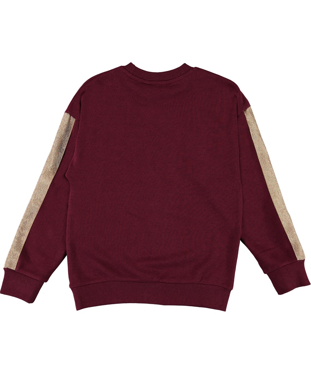 Manon - Sumak - Mørkerød sweatshirt med guld stribe