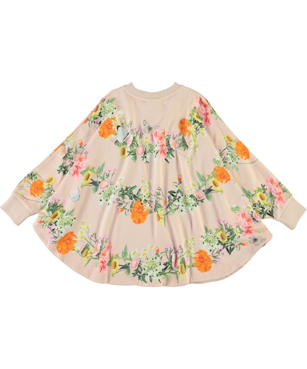 Marcella - Garlands - Rosa poncho med blomster print