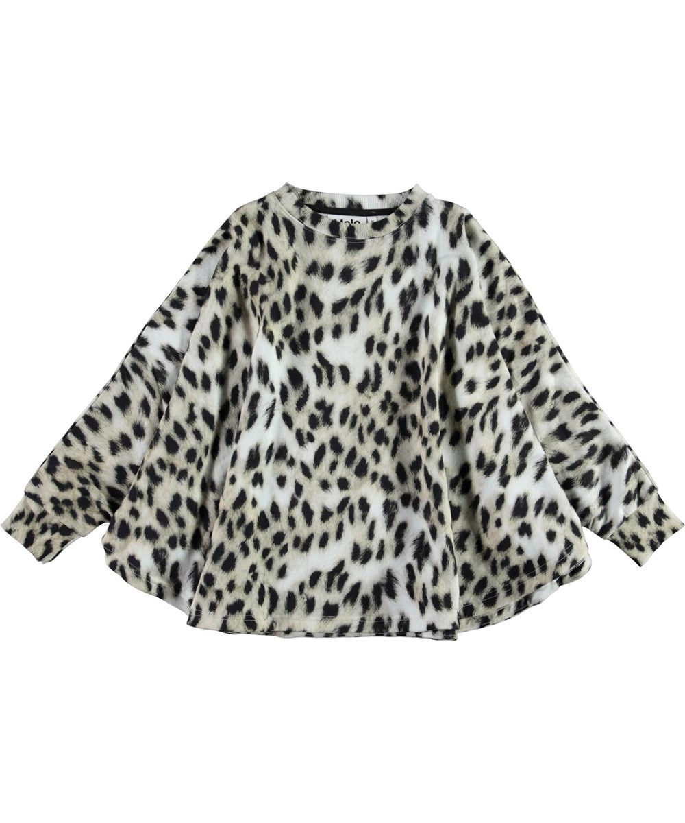 Marcella - Snowy Leo Fur - Økologisk poncho med sneleopard print