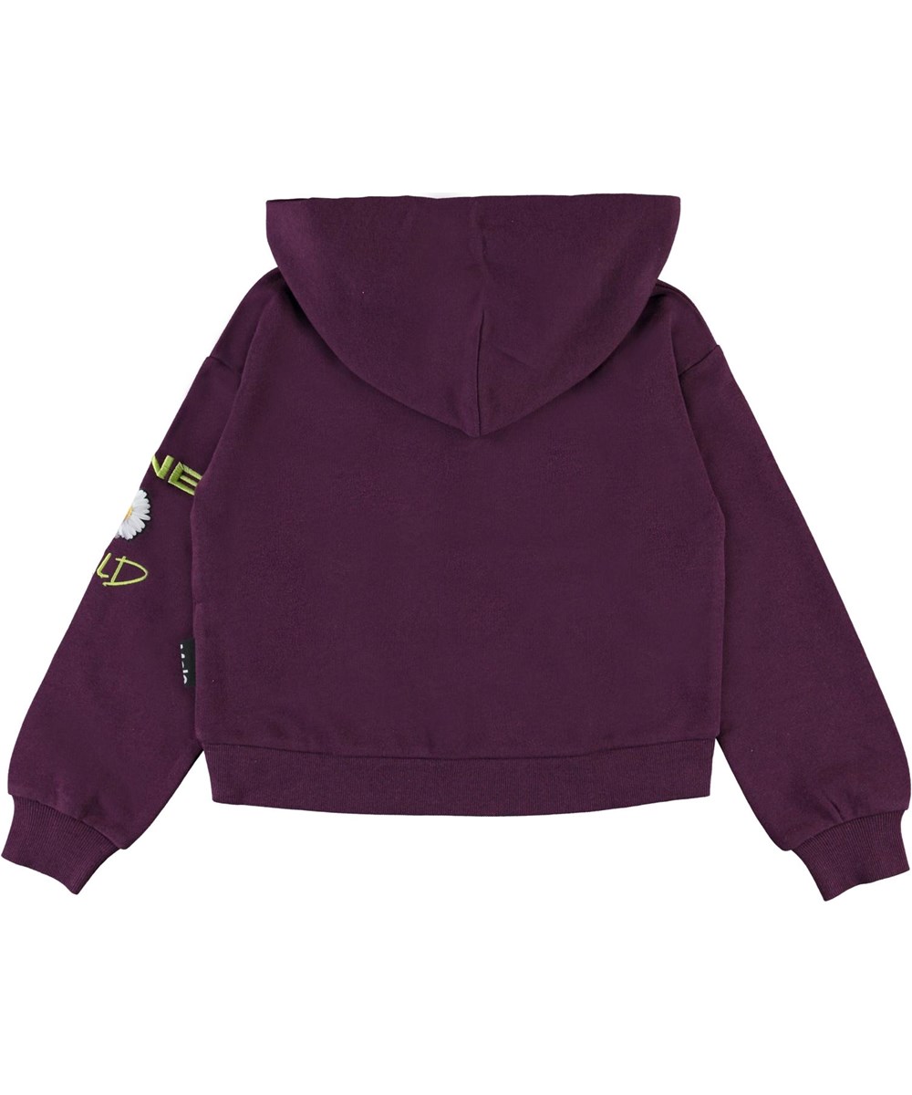 Maren - Noirberry - Lilla hoodie med blomster print