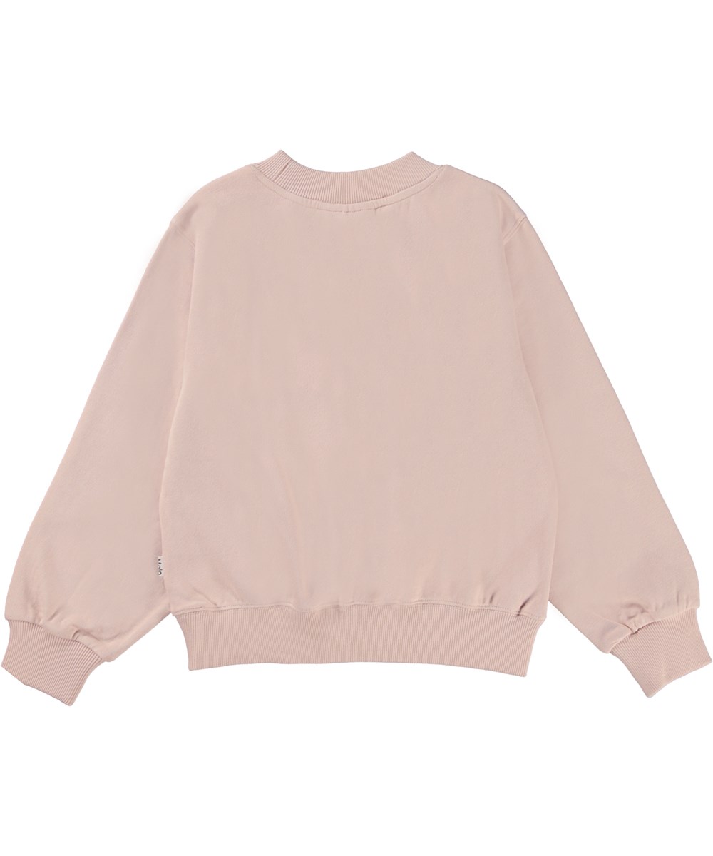 Marge - Mushroom Fun - Lyserød økologisk sweatshirt med svampebroderi