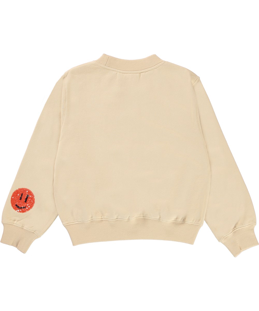 Marge - Starlight - Lysegul sweatshirt med paliet smileyer