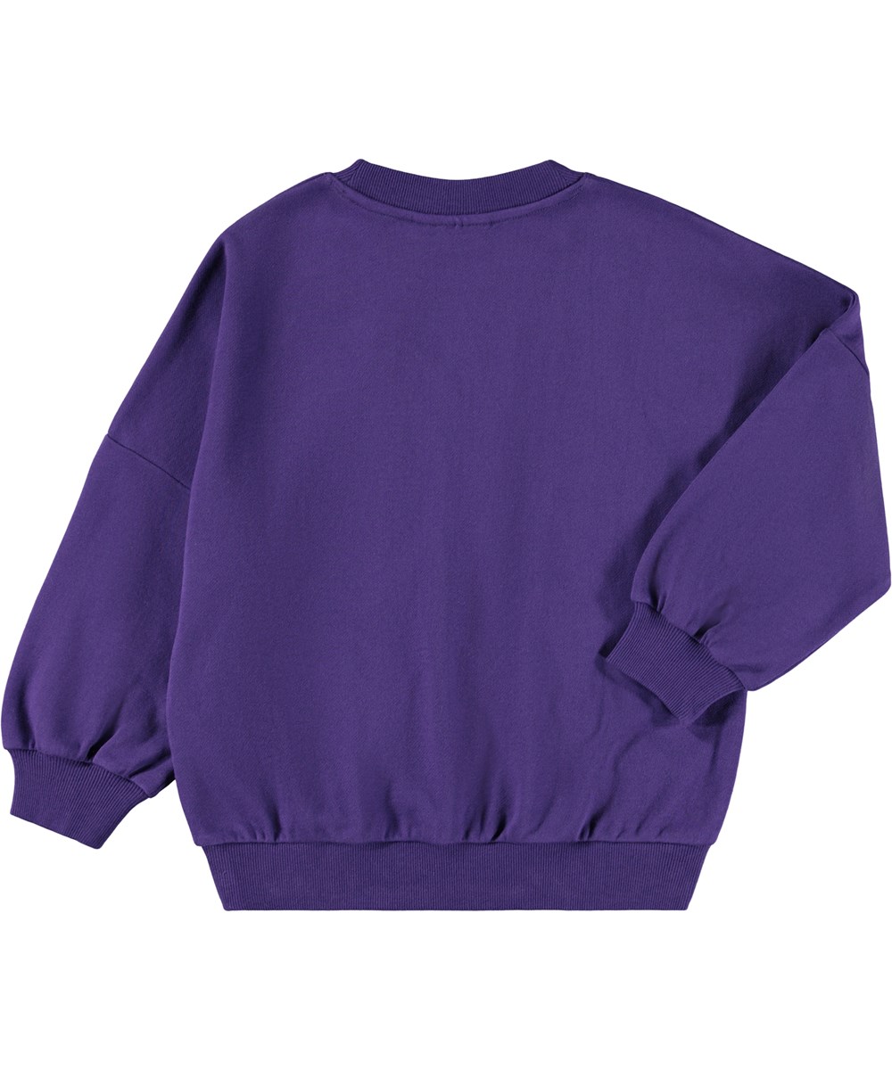 Marika - Sparkle Space - Lilla sweatshirt til børn i økologisk bomuld med broderi af rummet. 