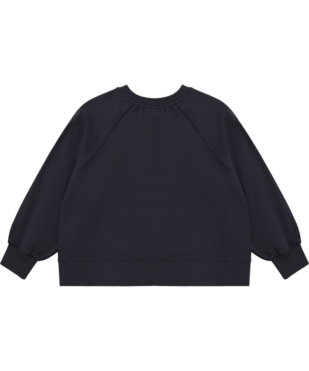 Marilee - Purple Black - Sort økologisk sweatshirt med pallietbroderier