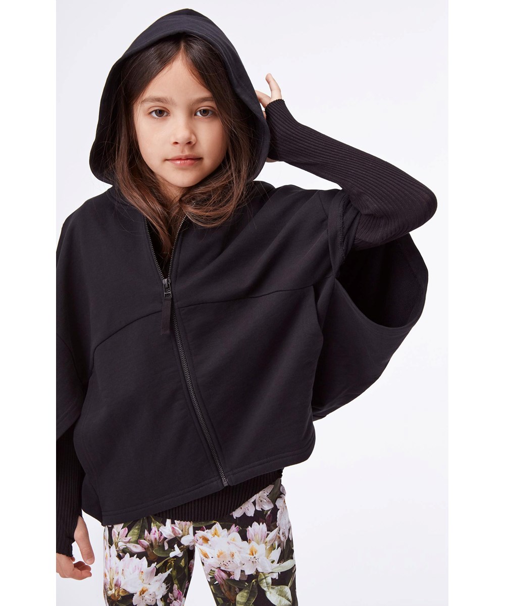 Marilyn - Black - Økologisk sort hoodie med brede ærmer