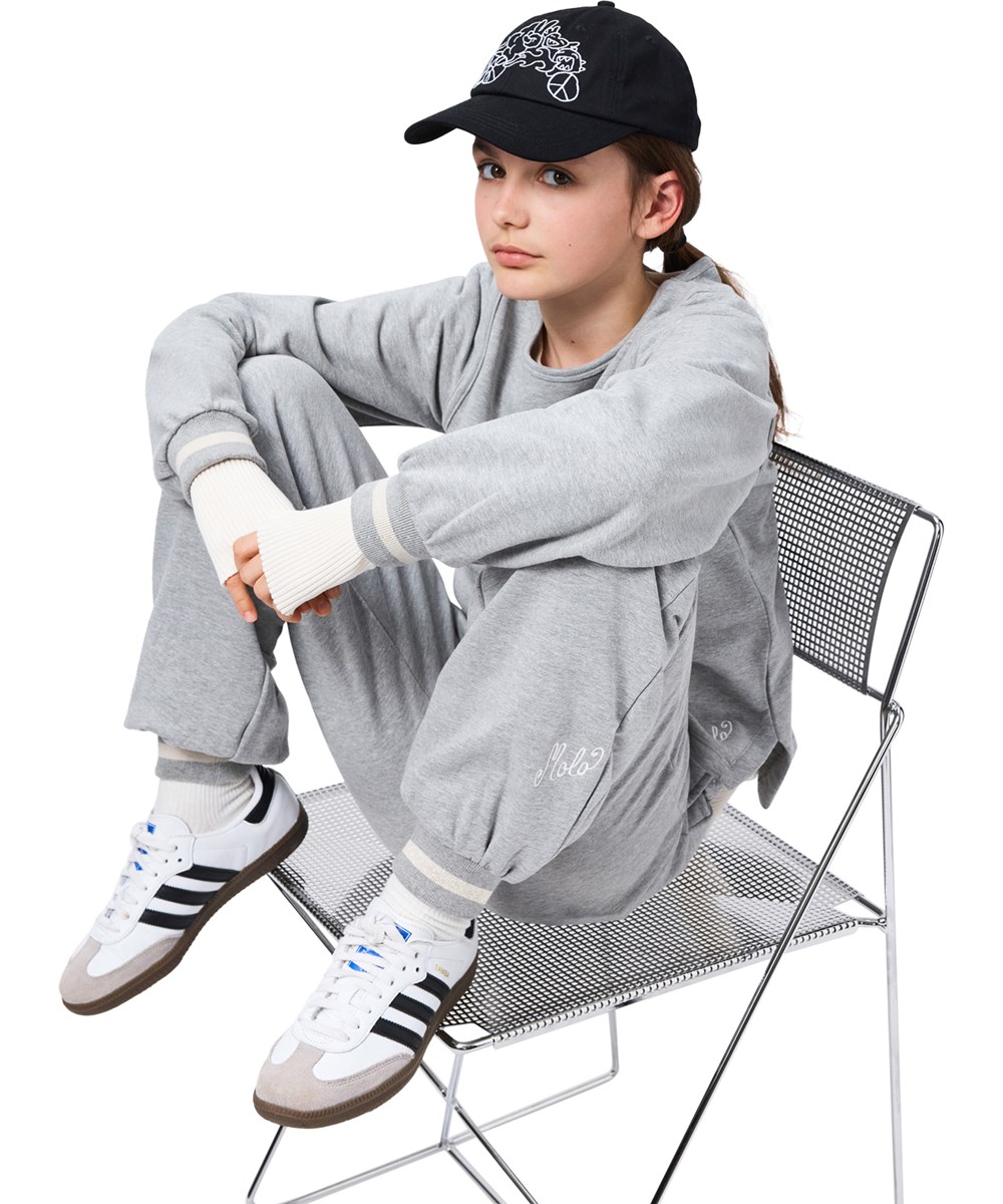 Marina - Grey Melange - Grå sweatshirt i økologisk bomuld til børn