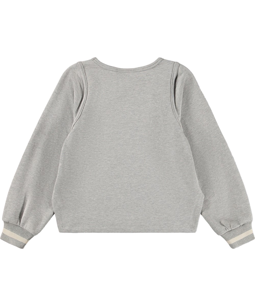 Marina - Grey Melange - Grå sweatshirt i økologisk bomuld til børn