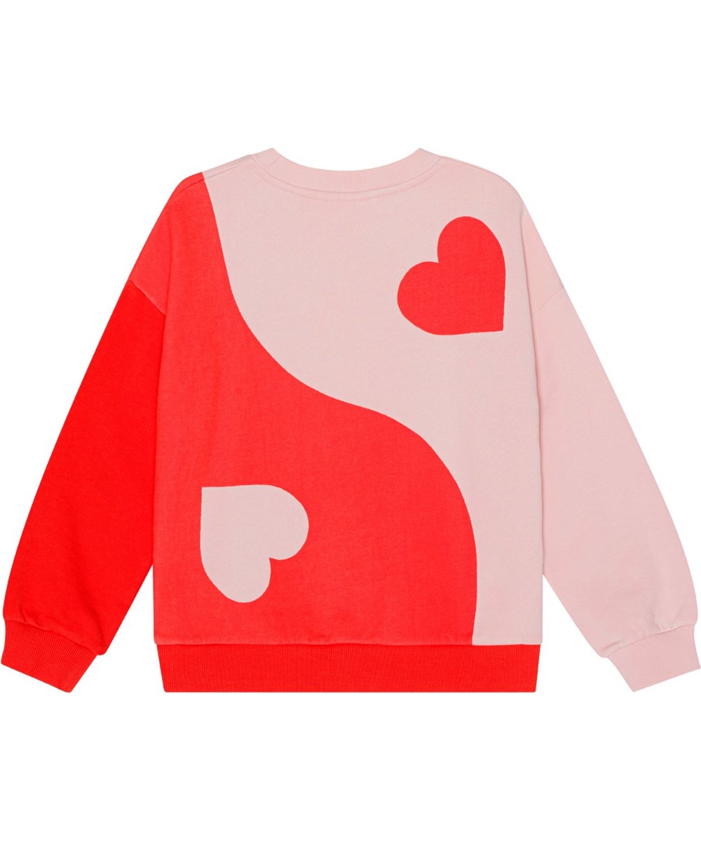 Maxi - Being Yin Yang - Rød og lyserød sweatshirt i økologisk bomuld.