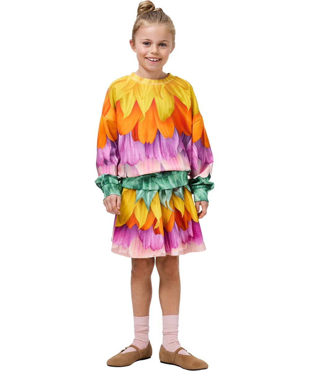 Maxi - Multi Petals - Multifarvet sweatshirt i økologisk bomuld med dyreprint til børn