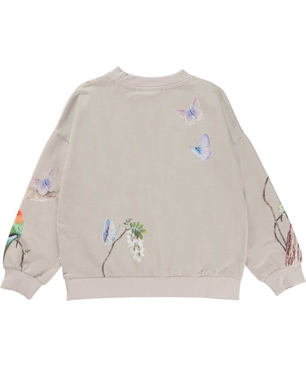 Maxi - Tree Living - Grå økologisk sweatshirt med leopardungeprint