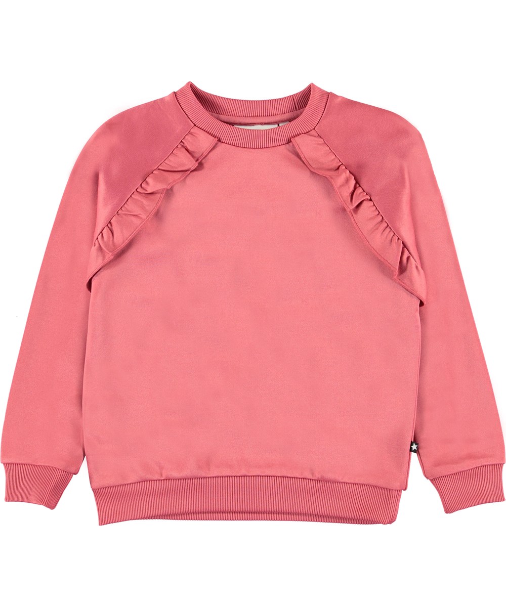 Michaela - Fairy Blossom - Rosa sweatshirt med flæse.
