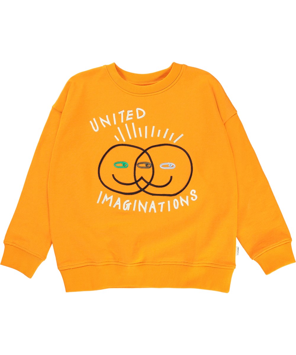 Mika - Tumeric - Økologisk orange sweatshirt med glade ansigter