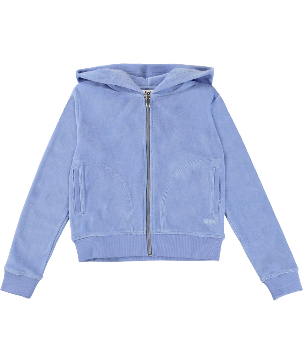 Milla - Azurine - Blå velour sweatshirt
