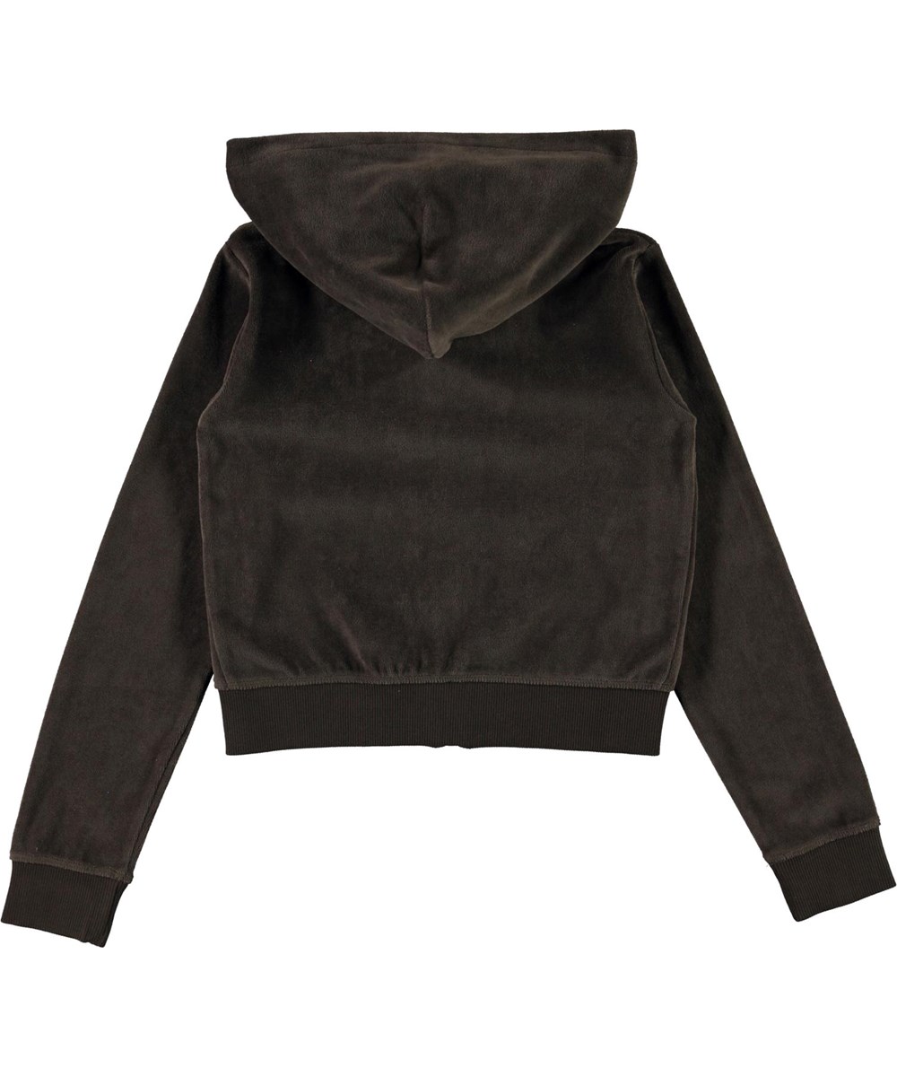 Milla - Deep Brown - Brun velour hættetrøje