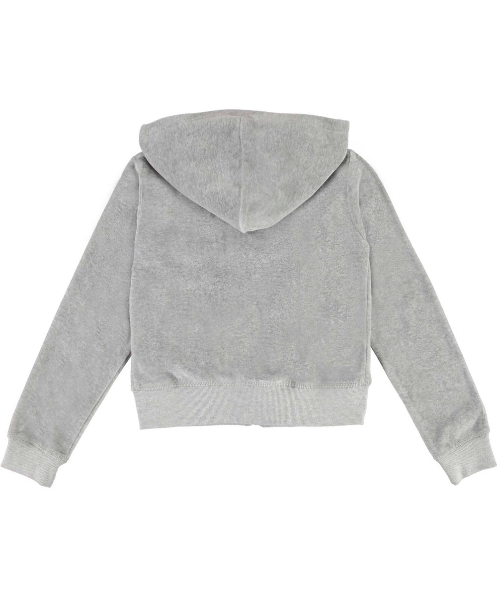 Milla - Light Grey Melange - Lysegrå velour hættetrøje