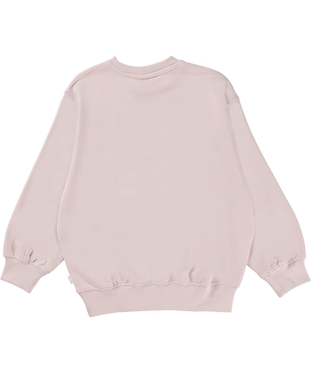 Monti - Powder - Lyserød Oeko-Tex sweatshirt med dyrebroderi