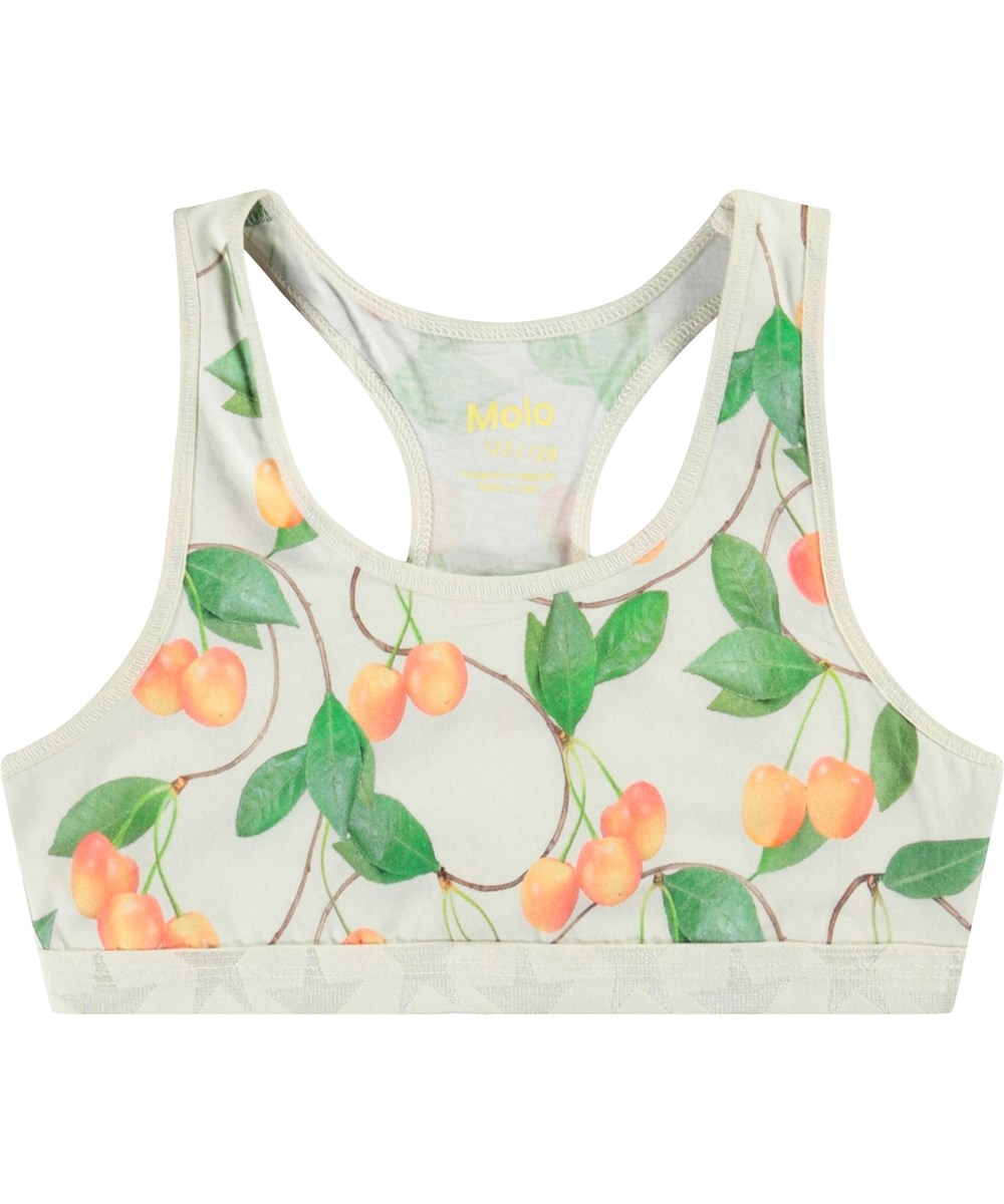 Jade 2-Pack - Cherries White - 2-pak toppe til børn i blødt økologisk bomuld.