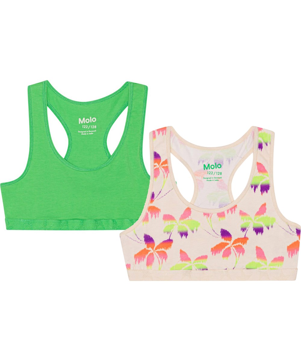 Jade 2-Pack - Green Palms - 2-pak sporty toppe i økologisk bomuld