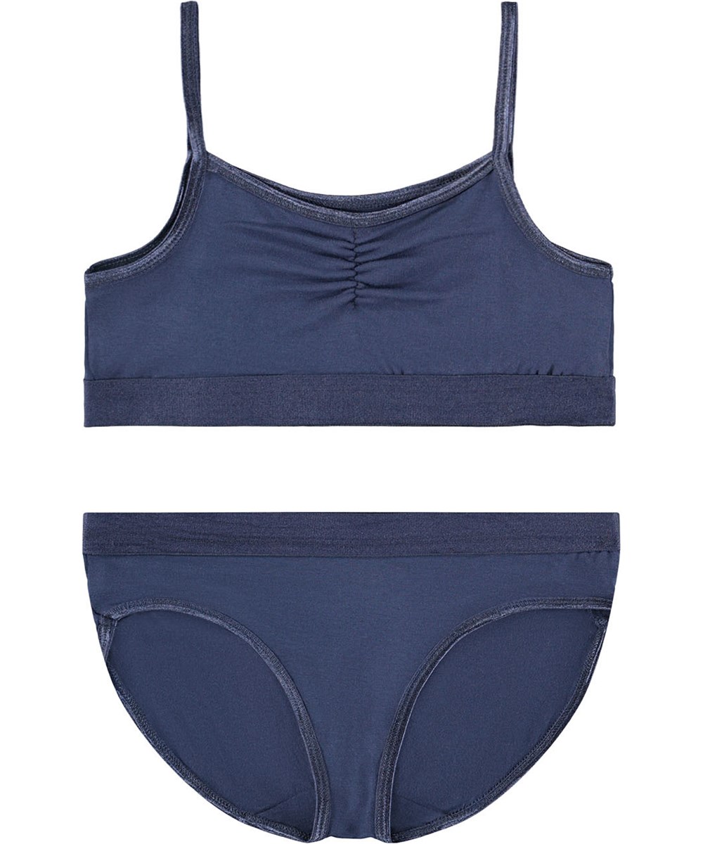 Jinny Set - Galaxy Blue - Mørkeblåt undertøj til børn i blødt og strækbart viskose.