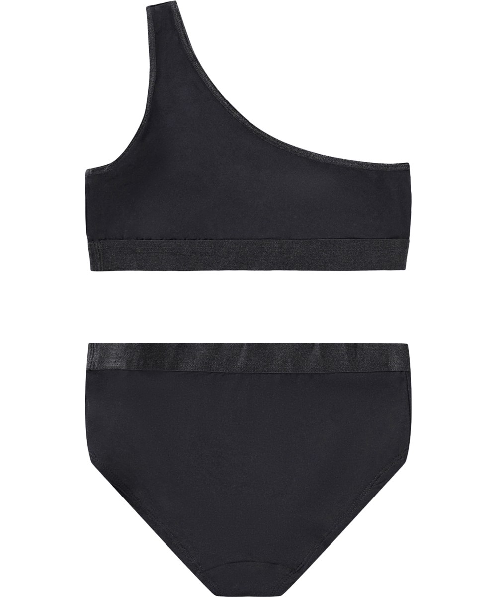Joelle Set - Black - Sort undertøj med asymetrisk top i viskose til børn
